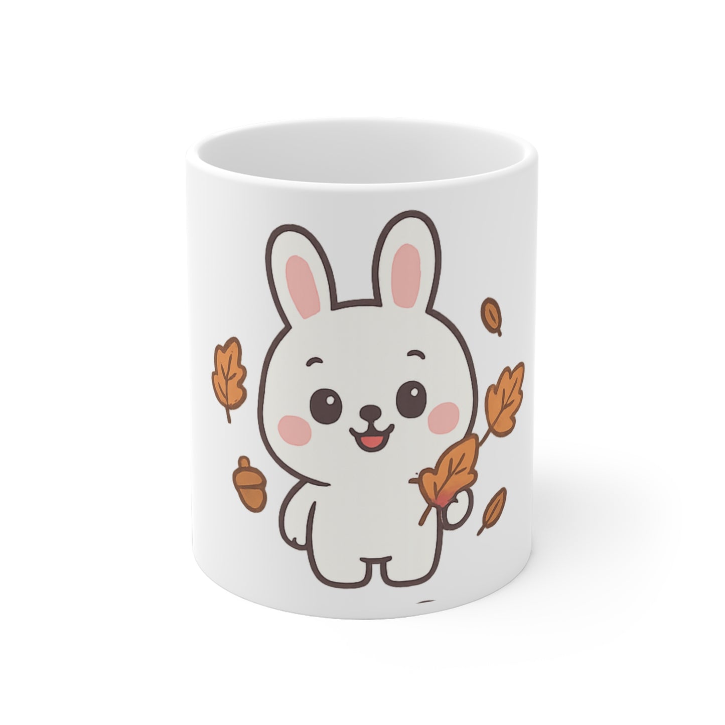 Cute Bunny Fall Ceramic Mug, Autumn Coffee Cup, Cozy Hot Cocoa Mug, Gifts for Animal Lovers, Seasonal Drinkware