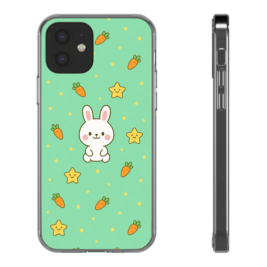 Adorable Bunny Clear Phone Case, Cute Animal Phone Cover, Fun Spring Accessory, Kawaii Style, Perfect Gift for Kids and Adults