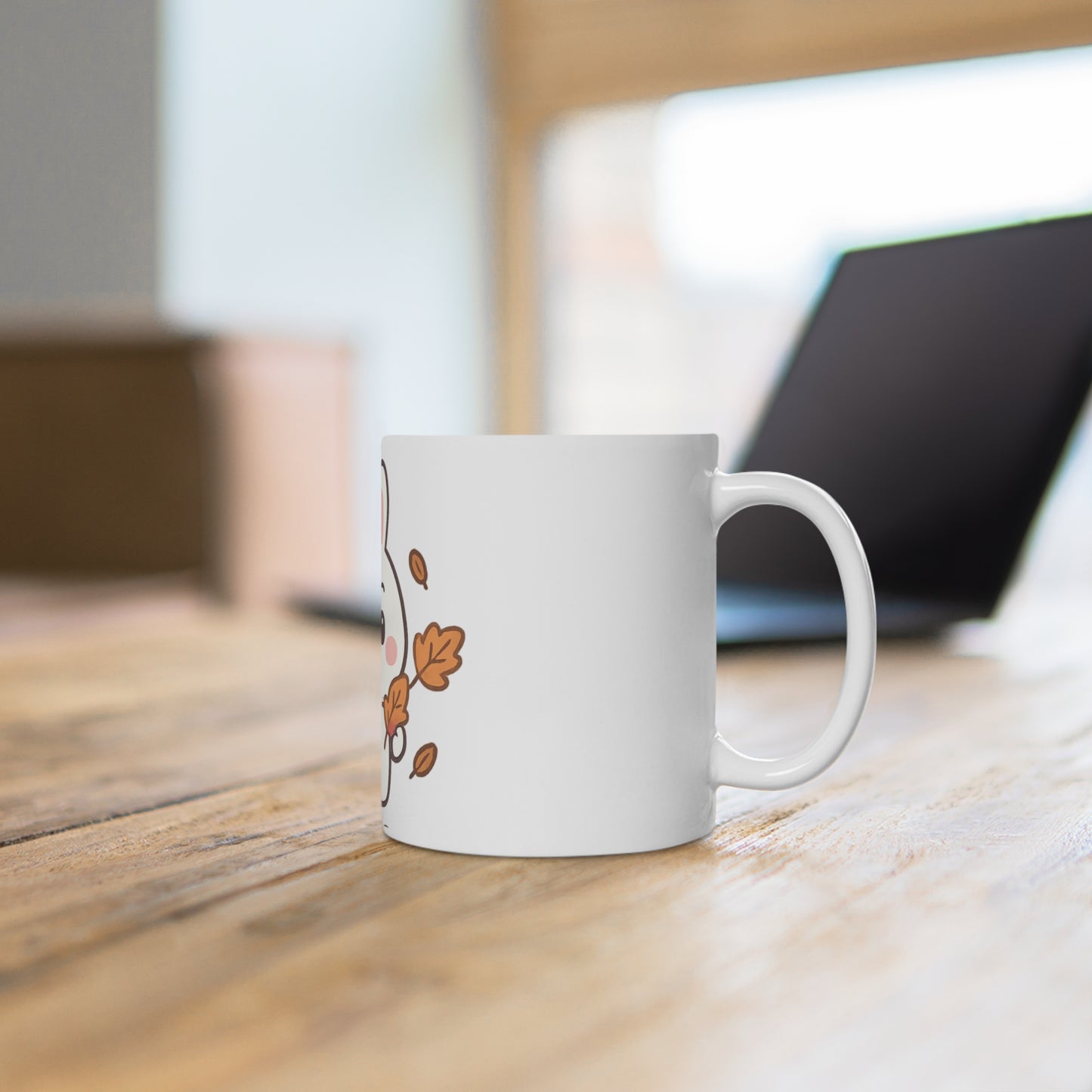 Cute Bunny Fall Ceramic Mug, Autumn Coffee Cup, Cozy Hot Cocoa Mug, Gifts for Animal Lovers, Seasonal Drinkware