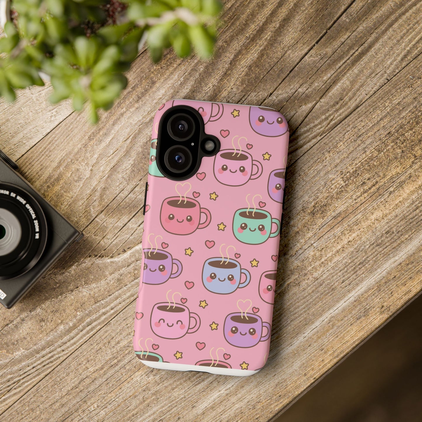 Cute Coffee Mug Phone Case, Kawaii Phone Accessory, Tough Cases, Gift for Coffee Lovers, Fun Phone Cover
