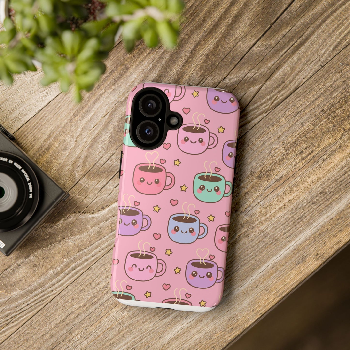 Cute Coffee Mug Phone Case, Kawaii Phone Accessory, Tough Cases, Gift for Coffee Lovers, Fun Phone Cover