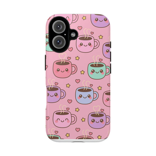 Cute Coffee Mug Phone Case, Kawaii Phone Accessory, Tough Cases, Gift for Coffee Lovers, Fun Phone Cover