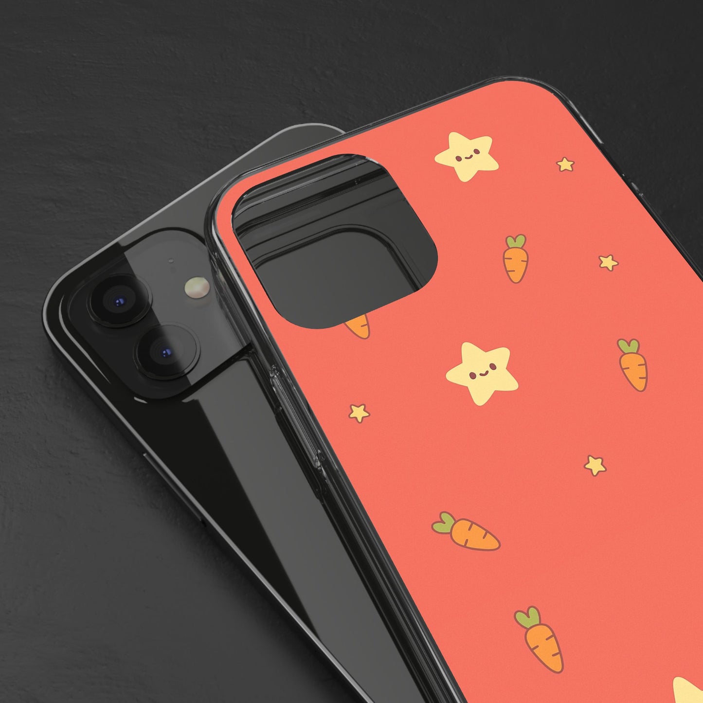 Playful Carrot and Star Clear Phone Case, Cute Clear Cover, Fun Phone Accessories for Kids, Gifts for Her, Spring and Summer Vibes, [...]
