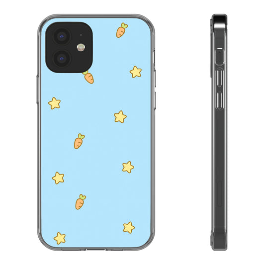 Playful Carrot and Star Clear Phone Case, Cute Clear Cover, Fun Phone Accessories for Kids, Gifts for Her, Spring and Summer Vibes, [...]