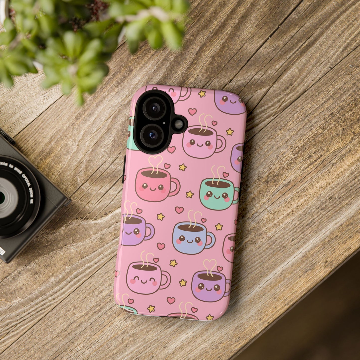 Cute Coffee Mug Phone Case, Kawaii Phone Accessory, Tough Cases, Gift for Coffee Lovers, Fun Phone Cover