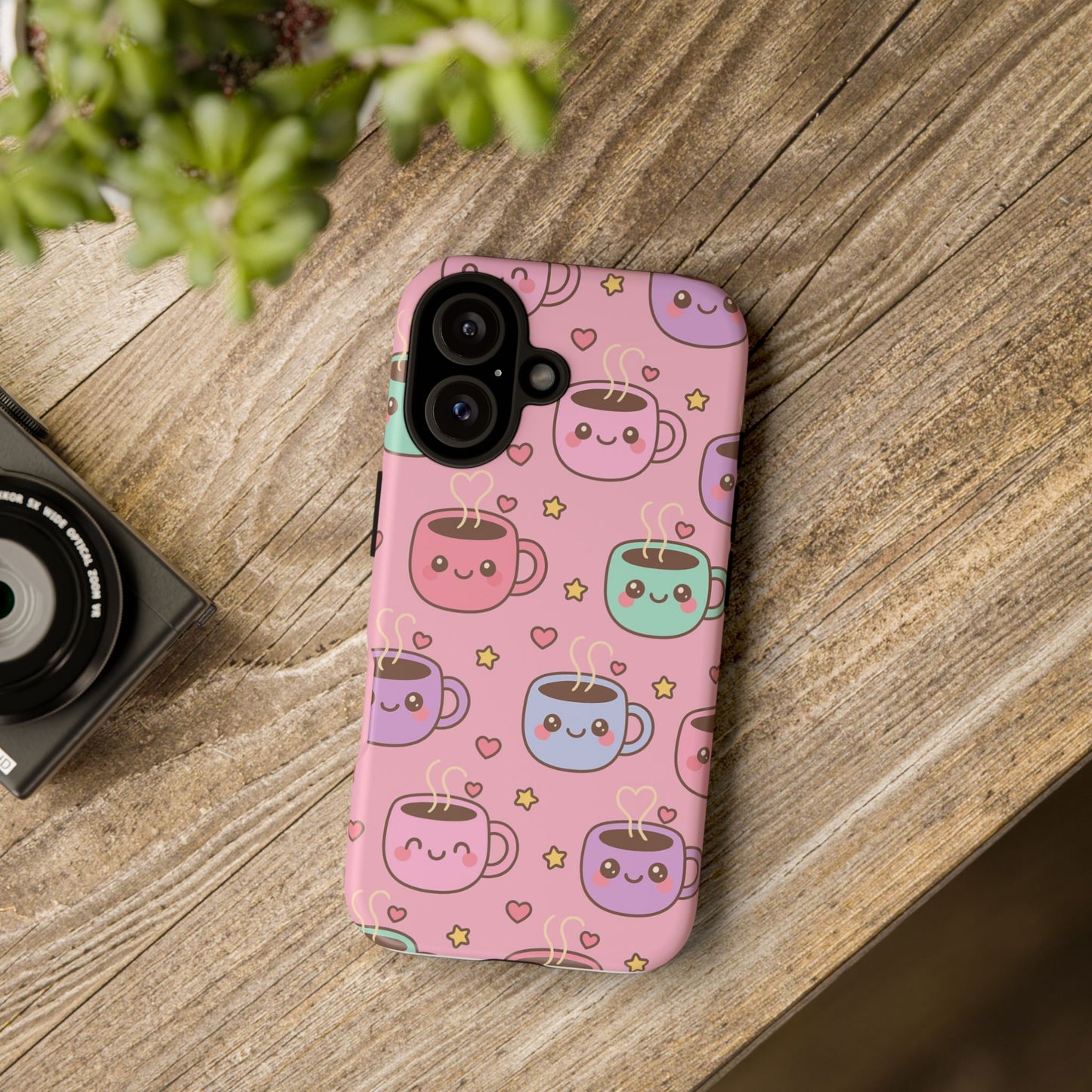 Cute Coffee Mug Phone Case, Kawaii Phone Accessory, Tough Cases, Gift for Coffee Lovers, Fun Phone Cover